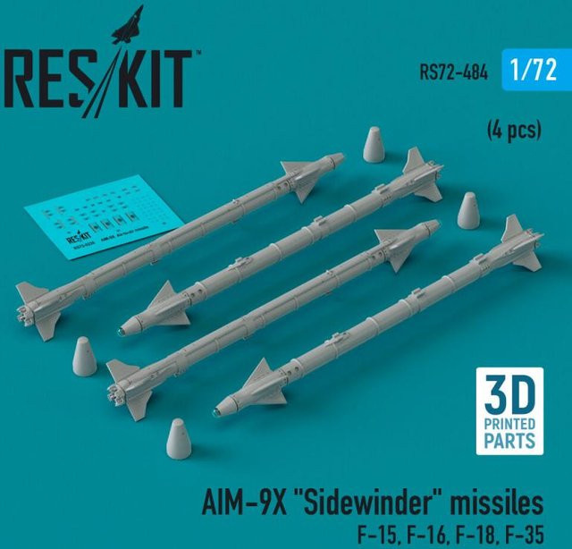 ResKit Models AIM-9X Sidewinder missiles, 4-teiliges Set, 3D Printed - Bild 1