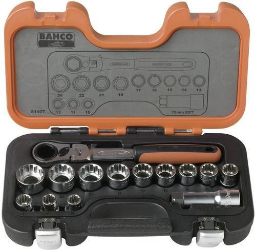 Bahco Steckschlüsselsatz S140T aus Edelstahl, 14-teilig, Orange - Bild 1