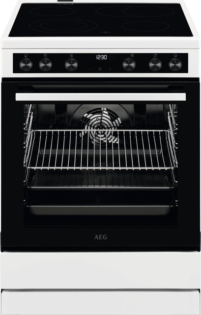 AEG Elektroherd CCB644BGBW in Weiß mit Glaskeramikfeld, 4 Kochzonen, 73 l Backofenvolumen, Heißluftgrill und Pizza-Stufe, Energieeffizienzklasse A, Breite: 59,6 cm, Höhe: 85,0 cm, Tiefe: 60,0 cm - Bild 1