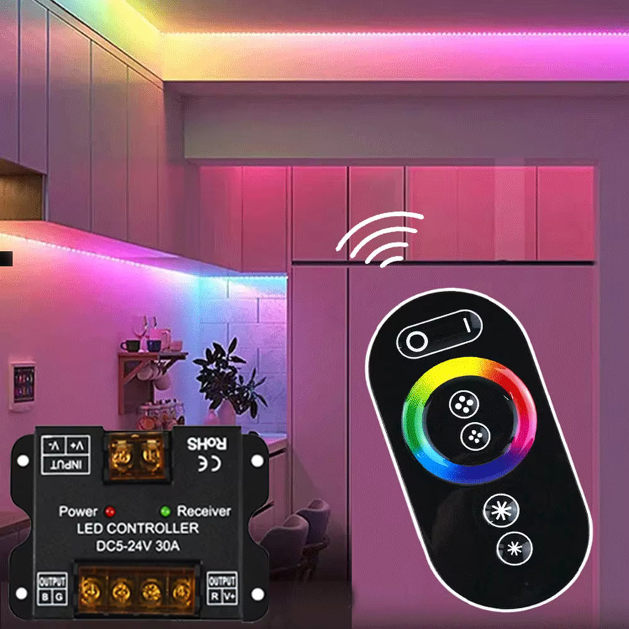 YSRSAI High-Power LED Controller DC5-24V mit RF-Touch-Fernbedienung, 30A RGB CCT Dimmer für SMD COB LED Streifen, Schwarz - Bild 4