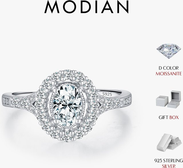 MODIAN Moissanit-Ring, 925 Silber, Damen, Verlobung - Bild 1