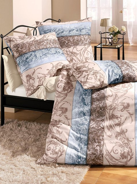 Irisette Bettwäsche Zip gestreift aus 100% Baumwolle, Farben: Blau, Grau, Multicolour, B/H: 135 x 200 cm, Kissen: 80 x 80 cm - Bild 1