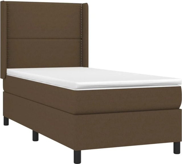 vidaXL Boxspringbett mit Matratze und LED in Dunkelbraun, Hybridbett mit USB-Anschluss und Unterbettbeleuchtung, B/T/H: 90 x 190 x 118 cm - Bild 1