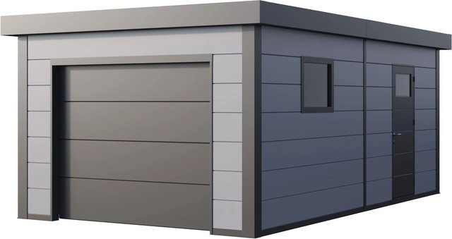 Telluria Garage Classico aus verzinktem Stahl in Hellgrau, B: 358 cm, T: 628 cm - Bild 1