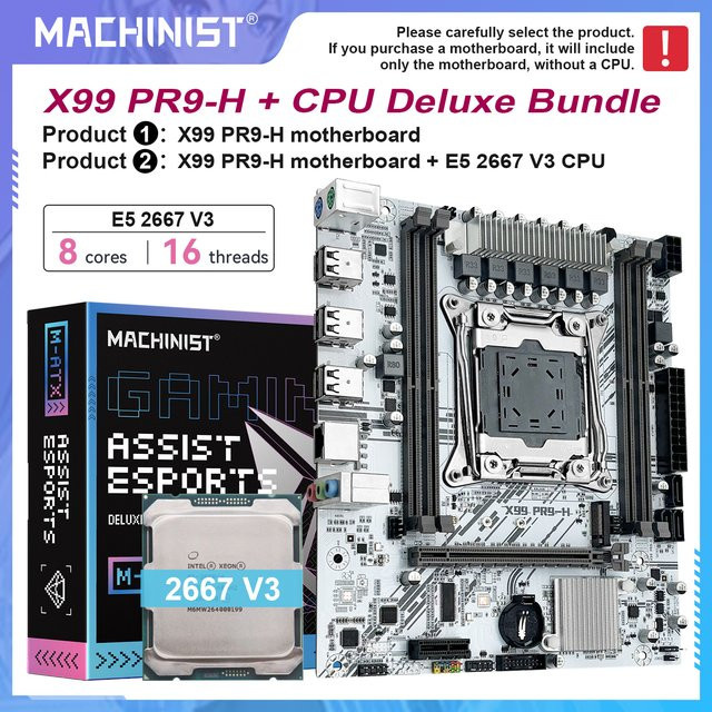 MACHINIST X99 PR9-H Motherboard LGA2011-3 M-ATX mit optionalem Xeon E5 2667 V3 CPU und DDR4-Speuer Unterstützung bis 128 GB sowie NVME und SATA M.2 Anschlüssen - Bild 1