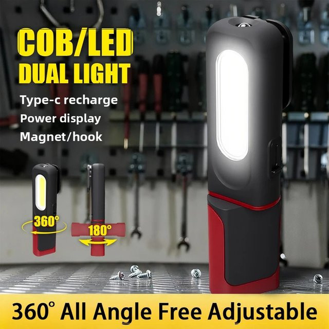 NEWBIRTH Tragbare COB LED Arbeitslampe mit Magnet und USB-Wiederaufladung, Schwarz - Bild 1