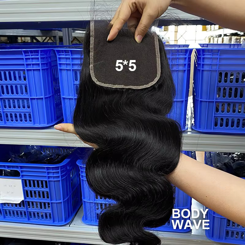 GloTress Lace Closure Body Wave, 180% Dichte, Brasilianisches Remy Haar - Bild 1