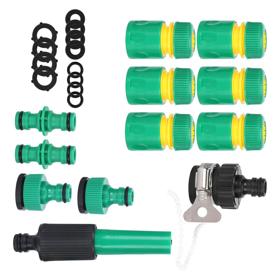24-teiliges Schlauchverbinder-Set für Gartenbewässerung und Autowäsche mit G1 2 Anschluss und Dichtungszubehör aus ABS-Kunststoff - Bild 3