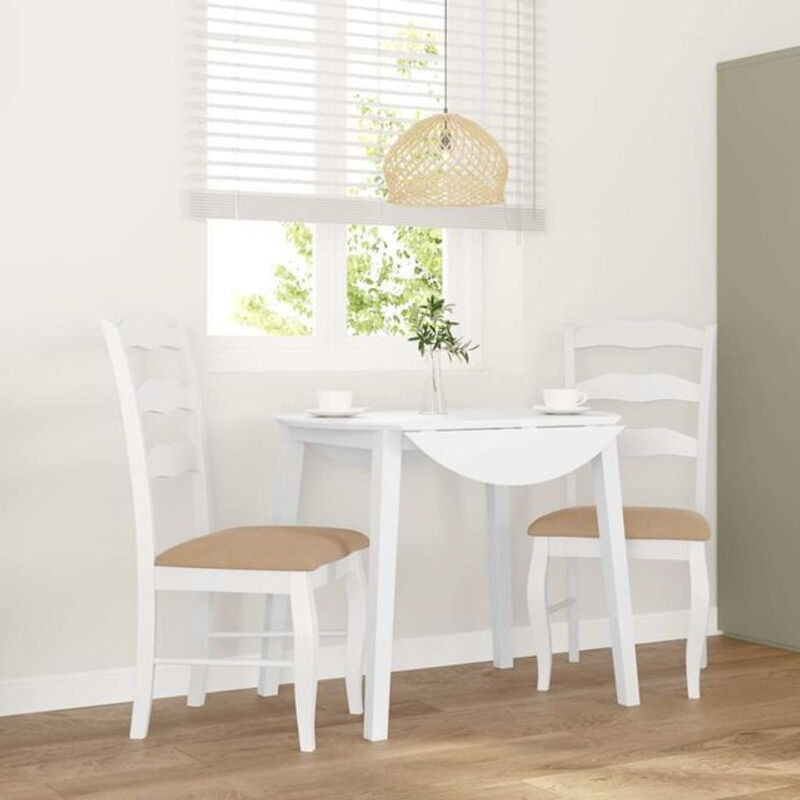 Set aus 2 Esszimmerstühlen mit Polsterung von vidaxl in Weiß und Braun aus Massivholz im Landhausstil - Bild 1