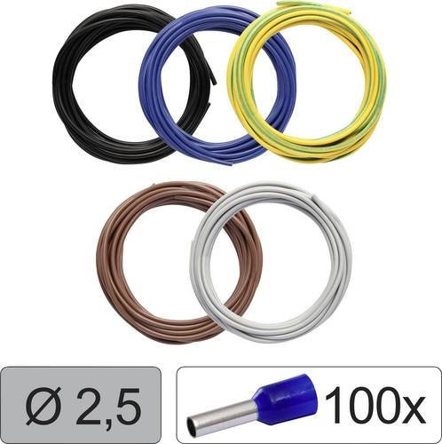 Quadrios 25CW119 LiFY Einzelader Kabel 2,5mm² Set in Schwarz, Blau, Gelb-Grün, Braun und Grau - Bild 1
