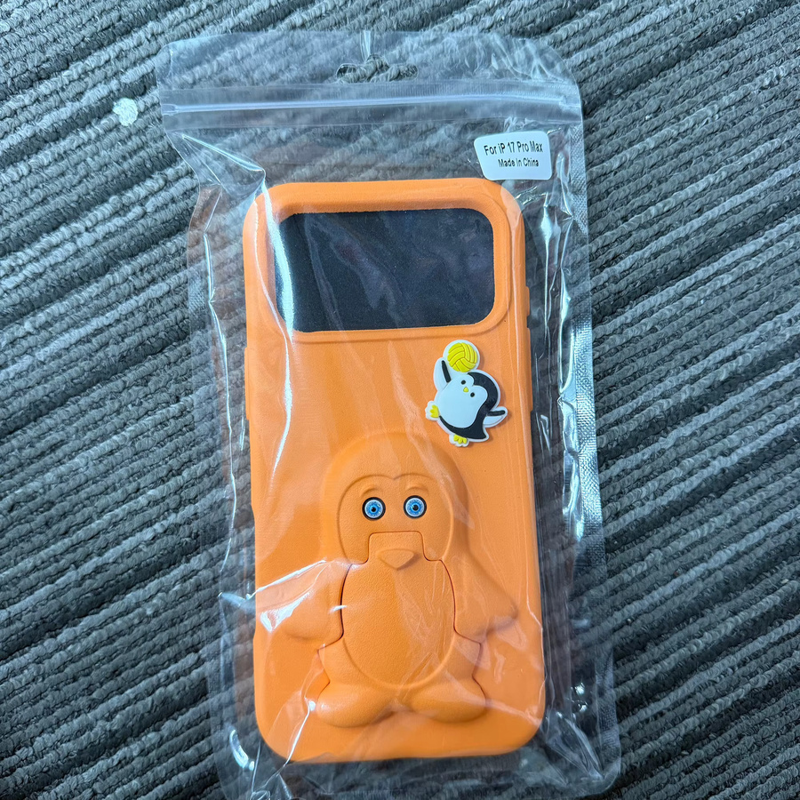 Stoßfeste Pinguin Handyhülle mit Ständer für Apple iPhone 16 Pro Max, 17Air, 17Pro Max, 15, 14, 13 in Blau - Bild 2
