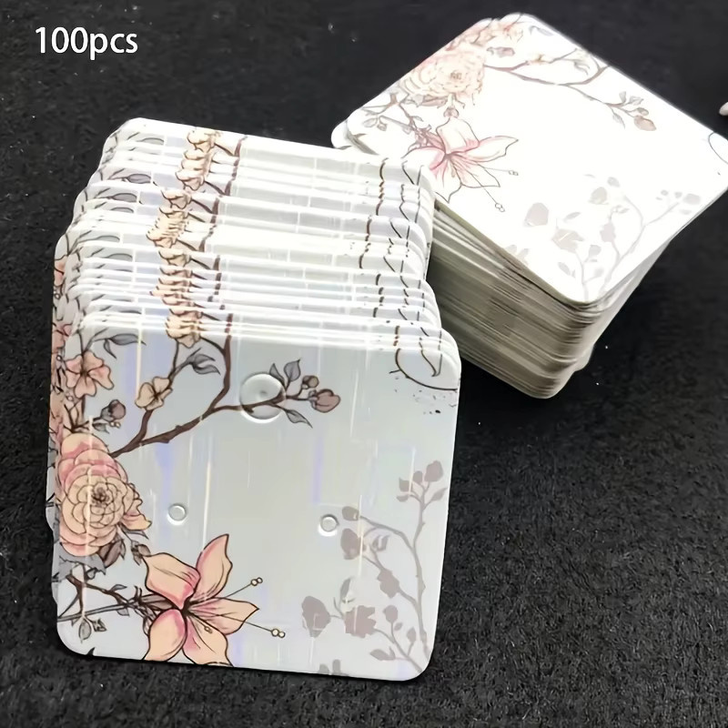 100 Stück bunte DIY-Ohrringe aus Pappe mit Blumen- und Vogelmotiven in Multicolour - Bild 2
