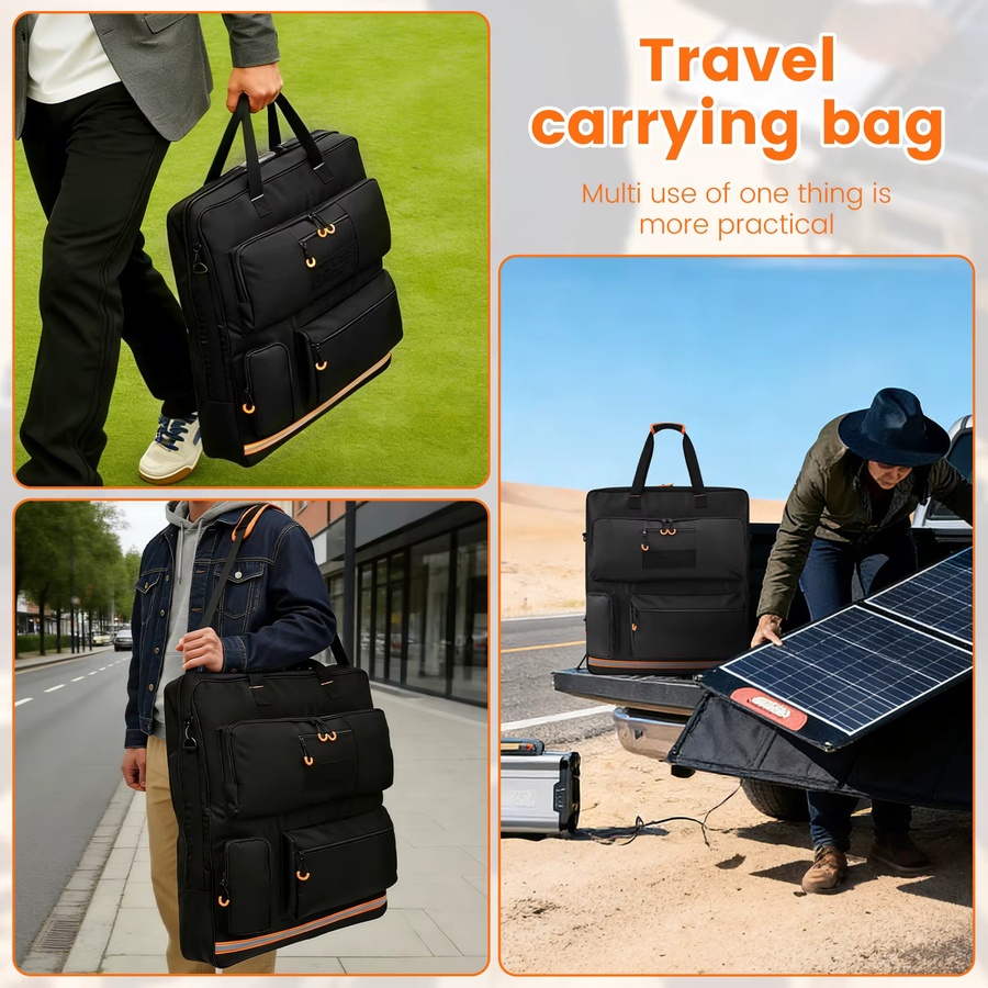 Willstar Solarpanel-Aufbewahrungstasche aus Oxford-Gewebe in Schwarz, gepolsterte Reisetasche mit mehreren Taschen, kompatibel mit 100W, 110W und 200W Solarpanels - Bild 3