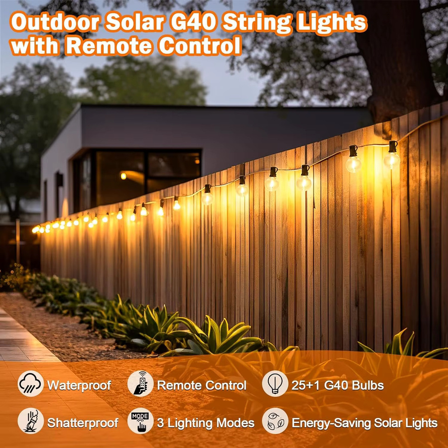 KIKIELF Solar LED Lichterkette für den Außenbereich mit transparenten Kugelleuchten für Garten, Terrasse und Party - Bild 6