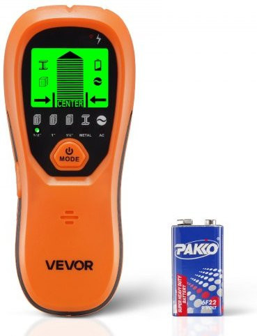 VEVOR 5 in 1 Wandscanner Stud Finder mit LCD-Display und Audio-Alarm, elektronischer Unterrichtssucher für Metall, AC-Leitungen, Balken und Rohre, Orange - Bild 1