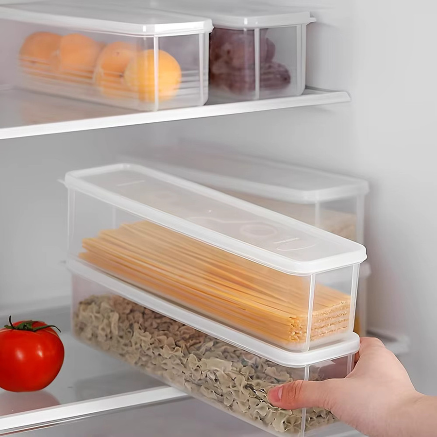 EliteHMX Pasta-Aufbewahrungsbehälter mit Deckel, luftdichter Spaghetti-Nudelhalter aus transparentem Kunststoff, rechteckige Nudelbox, leakproof - Bild 2