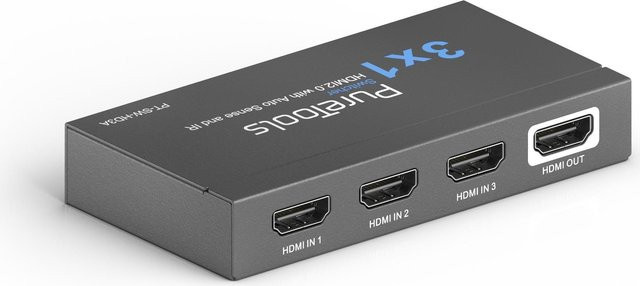 PURELINK PT-SW-HD3A HDMI 2.0 Switch 3x1 in Schwarz mit 4K 60Hz 4:4:4 HDR 10 Dolby Vision und IR-Steuerung - Bild 1