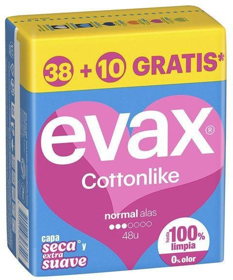 EVAX Hygienebinden Cottonlike normal mit Flügeln, 48 Stück - Bild 1