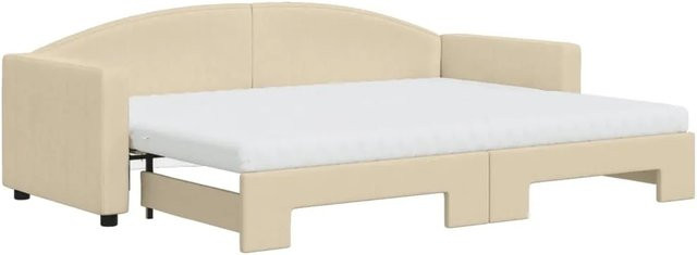 vidaXL Ausziehbares Tagesbett mit Matratze in Creme und Beige, B/T/H: 200 x 80 x 75 cm - Bild 1