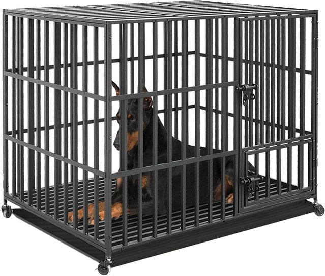 Bingopaw Metall Hundekäfig mit 3 Türen, Schlössern und 4 Rollen in Schwarz - Bild 1