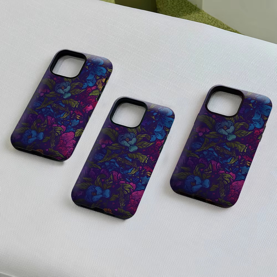 Aurea Case Matte Bumper MagSafe kompatible iPhone Hülle mit dunkler Blumen-Gravur in Multicolour - Bild 5