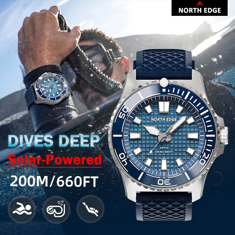 NORTH EDGE Armbanduhr Solar, Edelstahl, Silber, Herren - Bild 2