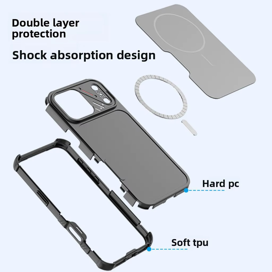 SZMUGUA Magnetische MagSafe Handyhülle für iPhone 13 14 15 16 17 Pro Max, Robuste TPU und PC Schutzhülle in Schwarz - Bild 2