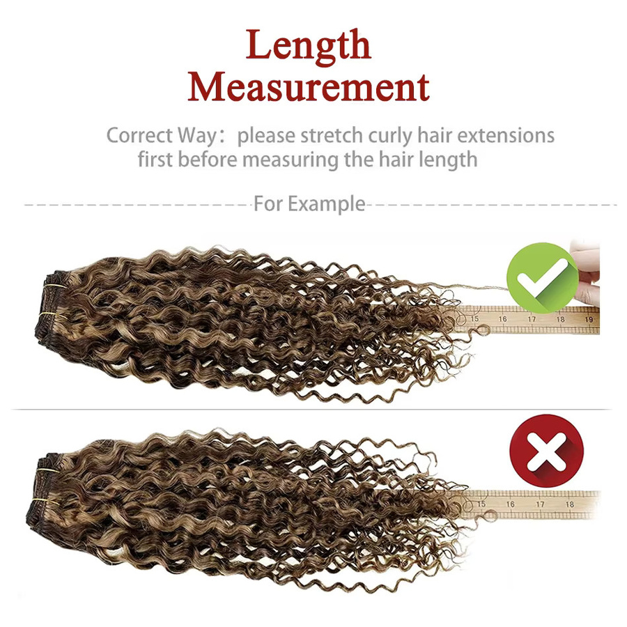 GAEINO Kinky Curly Clip-In Haarverlängerungen Echthaar, 140-160 g, Kastanienbraun & Bronzblond Mix - Bild 5