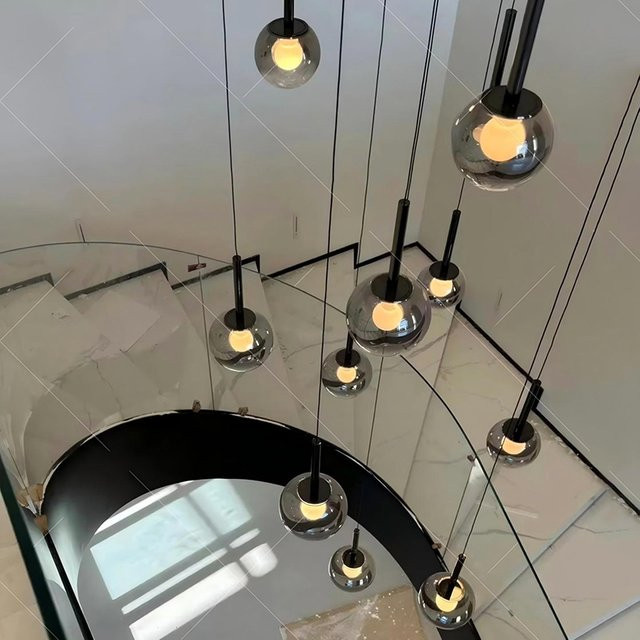Yushe Pendelleuchte im skandinavischen Design mit transparentem Glasschirm für Wohnzimmer und Flur - Bild 1