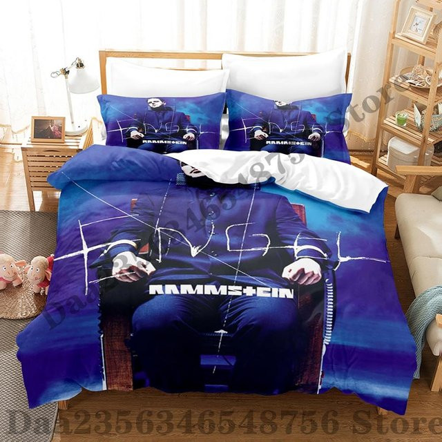 Somelli Rammstein Bettwäscheset mit 3D-Grafik in Blau, bestehend aus Bettbezug und Kissenbezug aus Mikrofaser, B/H: 245 x 210 cm - Bild 1