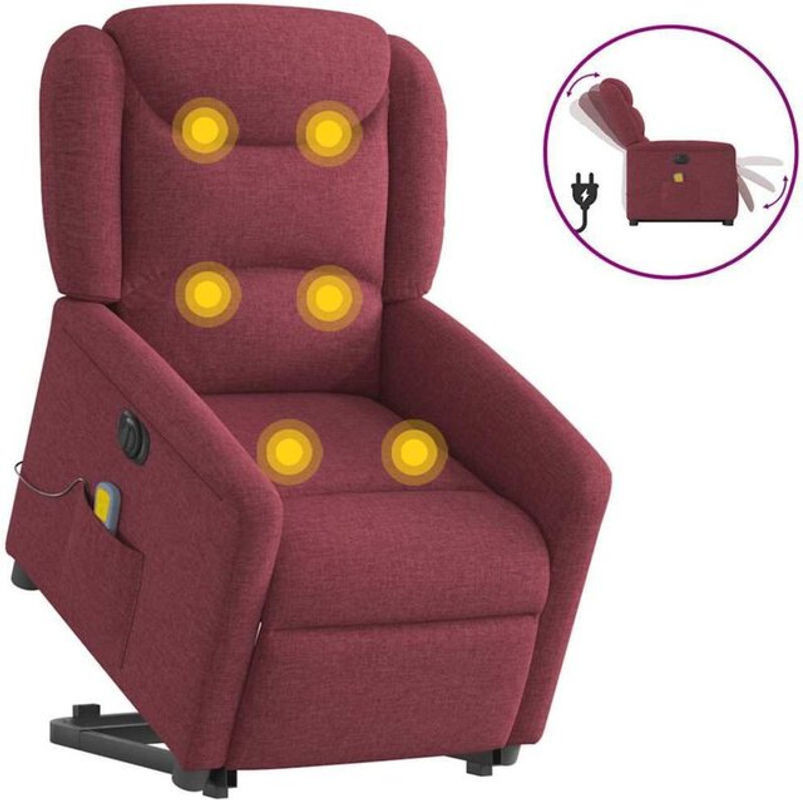 Elektrischer Massagesessel mit Aufstehhilfe von vidaxl in Weinrot aus Stoff - Bild 1