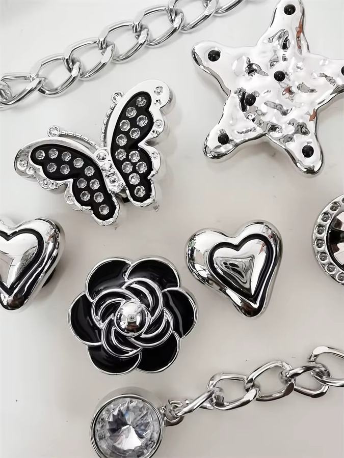 LIN KING Schuh-Charms, 12 Stück, ABS, Silber, Kristall, Damen - Bild 3