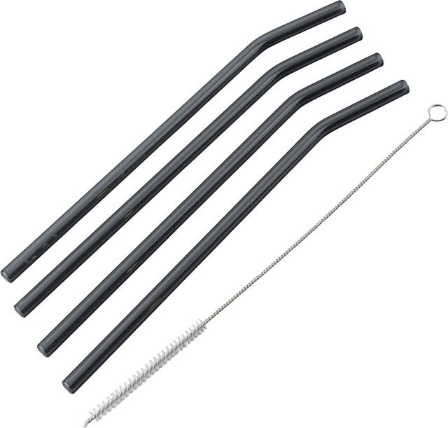 Fackelmann Glas-Strohhalm Set mit Reinigungsbürste, 5-teilig, Schwarz und Grau, Länge: 23,5 cm - Bild 1