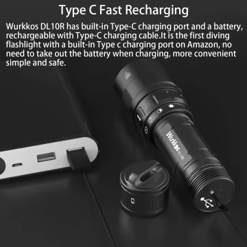 Wurkkos DL10R Tauchlampe mit 4500 Lumen, ultrahelle Taucherlampe mit magnetischem Drehschalter, wasserdicht nach IP68, Schwarz - Bild 5