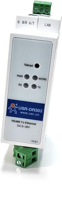 USR-DR302 DIN-Rail Serial Server RS485 Ethernet TCP/IP Konverter Modbus Gateway in Weiß - Bild 1