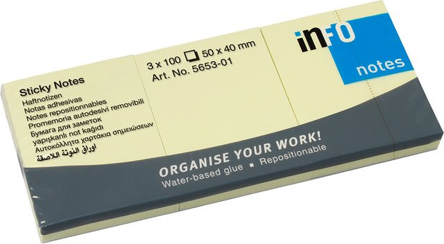 inFO Haftnotizen Gelb 3x100 Blatt - Bild 1