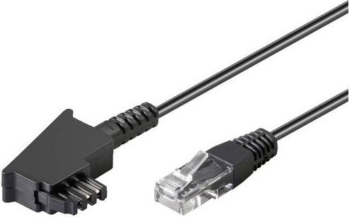 Goobay DSL Anschlusskabel mit RJ45- und TAE-F-Stecker, Länge: 3 m, Schwarz - Bild 1