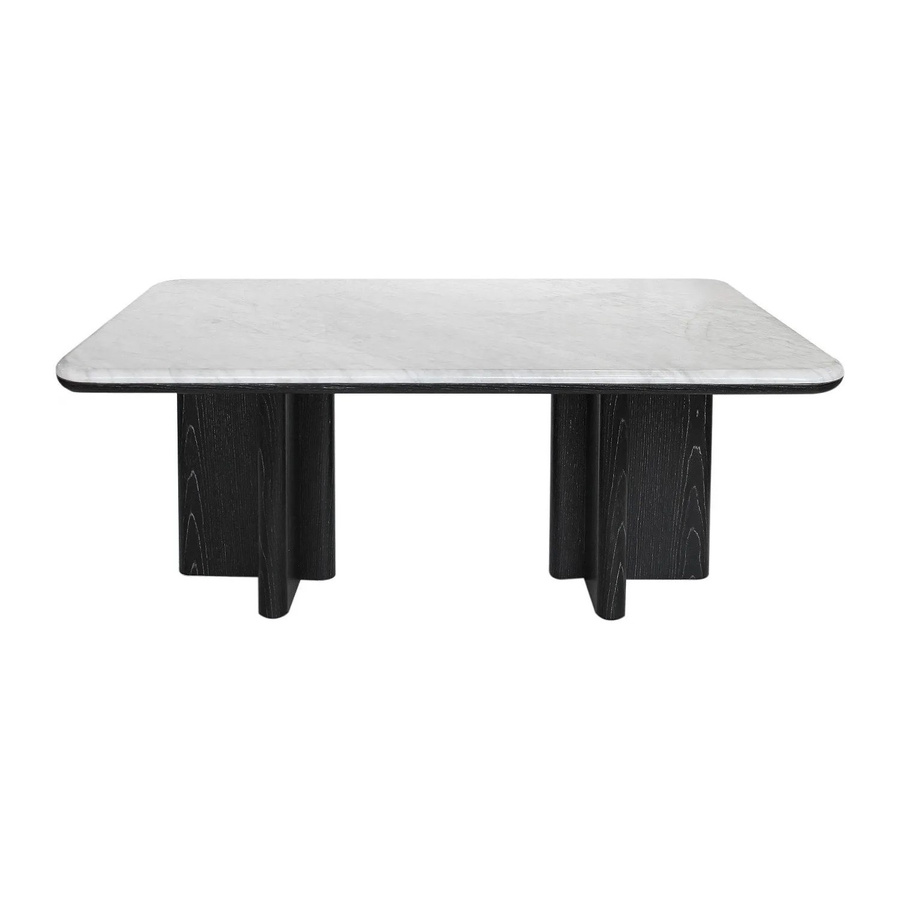 Couchtisch Zaneska von Vente-unique in Schwarz und Weiß mit Marmor-Optik und Eschenfurnier, B: 100 cm, T: 60 cm, H: 40 cm - Bild 2