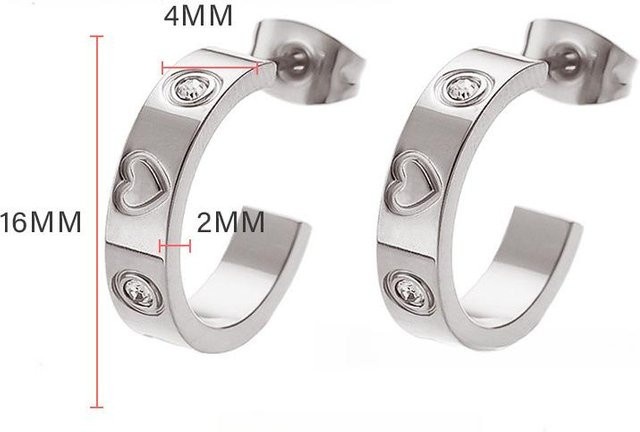 Wucifang Jewelry Herzohrringe, Silber, Weiß, Zirkonia, Damen - Bild 1