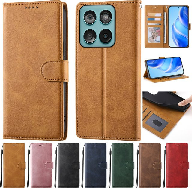 Luxus Magnetische Brieftasche Flip Case für Motorola MOTO Edge 60, 50 Fusion, G Stylus und Play E13 in Schwarz oder Pink - Bild 1