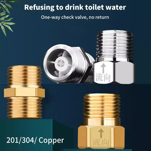 Einweg-Rückschlagventil in Chrom-Optik für Warmwasserbereiter und Toilettenleitungen, Silber - Bild 1