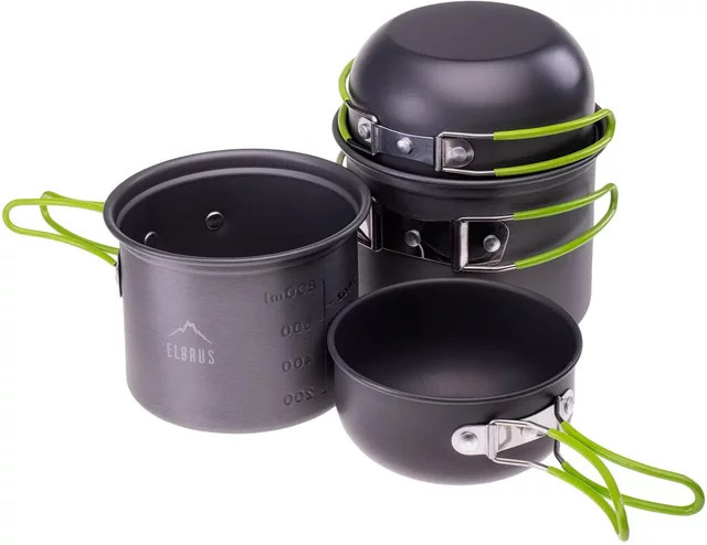 Elbrus Hike Pro Kochtopf Saucepan aus Aluminium und Edelstahl in Grau und Schwarz - Bild 1