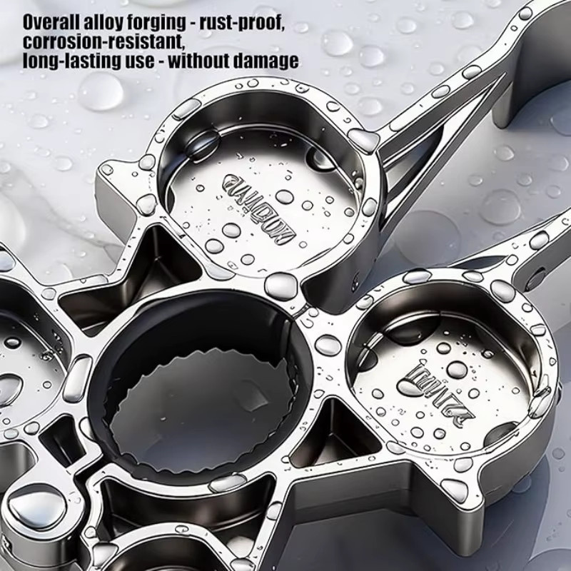 NIUXIANG 12-in-1 Wasserhahn-Belüfter-Schraubenschlüssel aus Metall in Silber mit ergonomischem Griff für Sanitärarmaturen - Bild 5