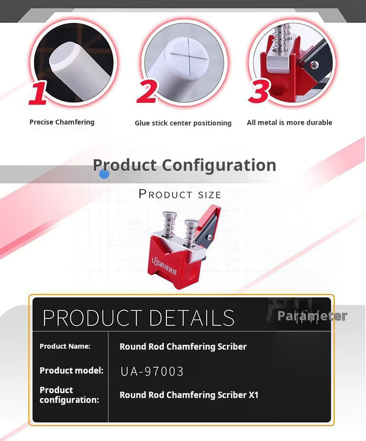 Ustar UA-97003 2-in-1 Kunststoff-Fasenfräser und Zentrierhilfe für Gundam und Gunpla Modellbau, Rot, 0,5-6,0mm - Bild 5