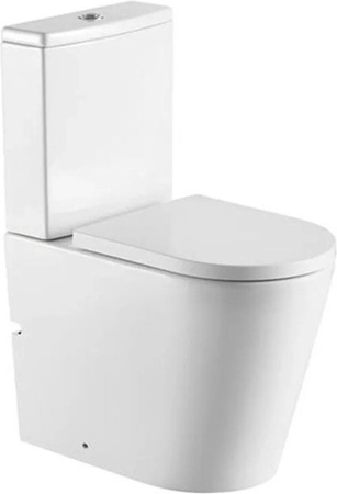 Swiss Aqua Technologies Stand-Kombi-WC FINE spülrandlos in Weiß mit SoftClose WC-Sitz und Wasseranschluss von unten