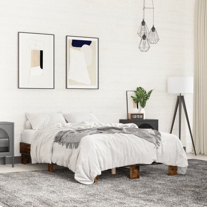 Bettgestell Vidaxl in Braun aus Holzwerkstoff und Metall im minimalistischen Design, B/T: 140 x 190 cm - Bild 1