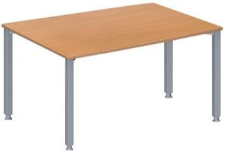 Schäfer Shop Genius Konferenztisch MODENA FLEX in Buche und Weißaluminium RAL 9006, höhenverstellbar, B: 140 cm, T: 100/80 cm, H: 72-84 cm - Bild 1
