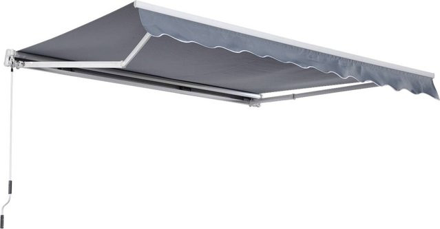 Outsunny Gelenkarmmarkise grau aus Aluminium und Polyester, Wandmontage, B: 400 cm, T: 300 cm - Bild 1