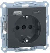 Merten Schuko Steckdose mit USB Ladegerät MEG2367-0414 in Anthrazit - Bild 1