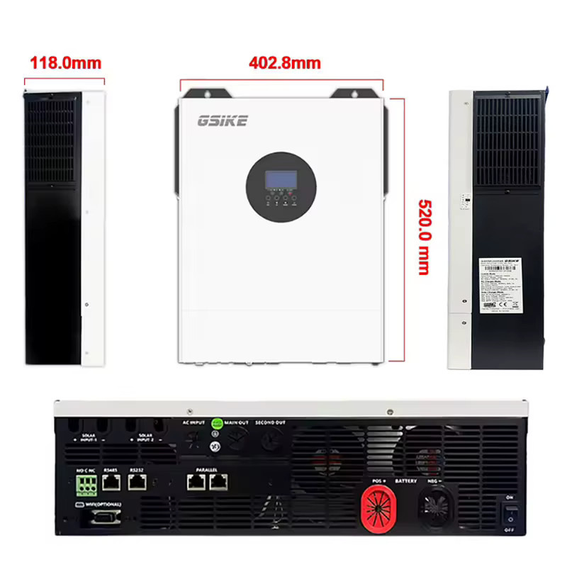 GSIKE Hybrid-Solarwechselrichter 11KW 48V mit 4KW 24V Photovoltaik Reiner Sinuswellen-Wechselrichter für On-Grid- und Off-Grid-Anwendungen, 160A Solarladegerät PV 500V mit WIFI BMS, Farbe: Weiß - Bild 3